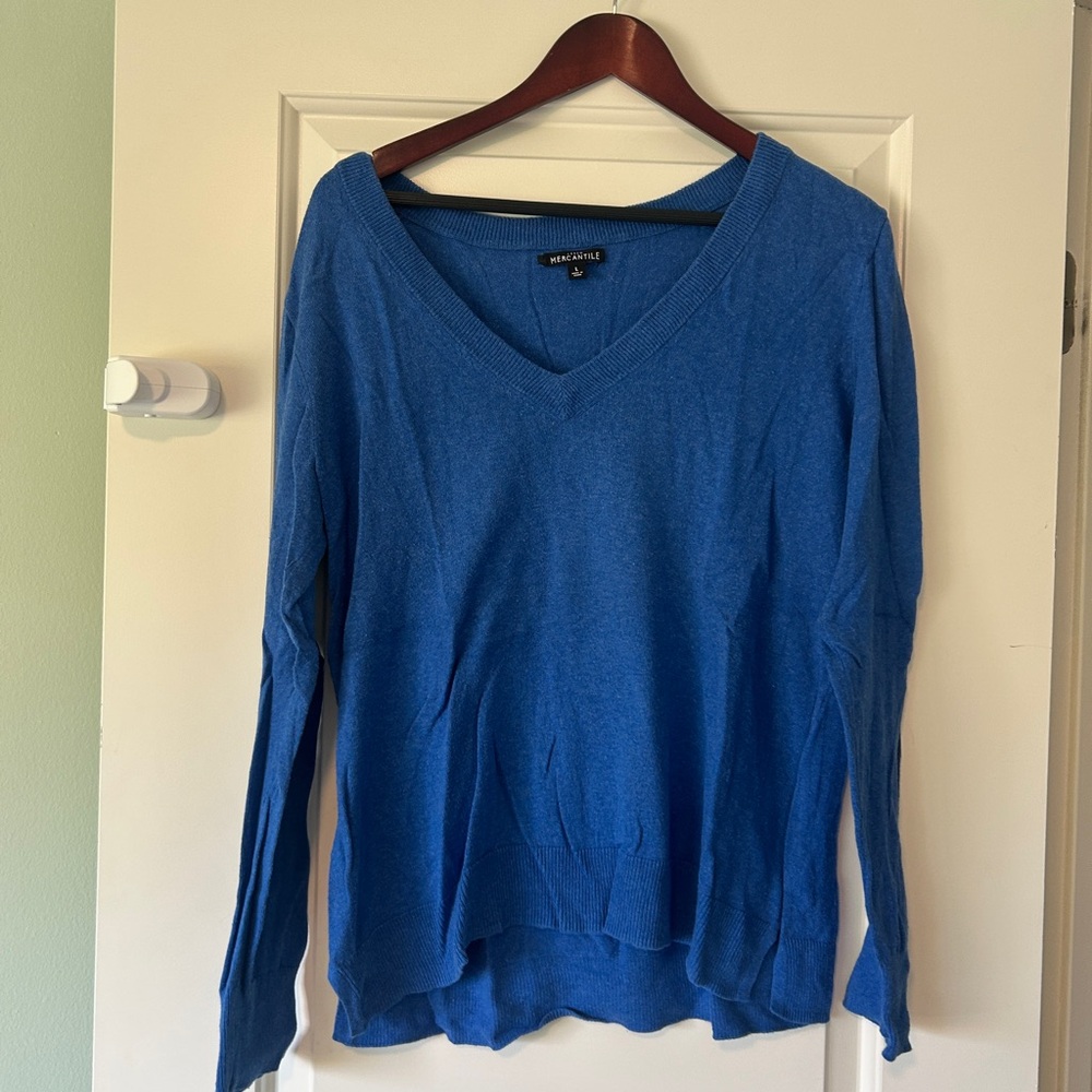 J. Crew Women's V-Neck Sweater in Bright Blue